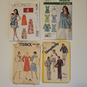 These items are  sewing patterns featuring 4- styles by McCalls and Others.